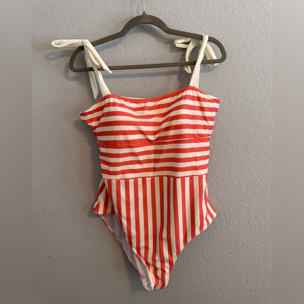 Summersalt Orange & White Stripe One Piece Swimsuit Size 14